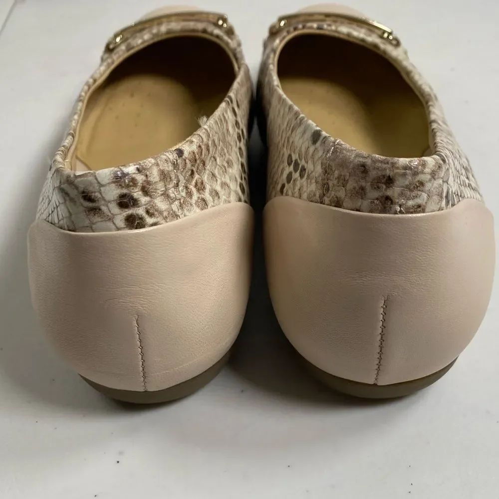 EUC Geox Respira Women’ Snake Print Beige Tan Ballerina Flats Shoes - Size EU 37